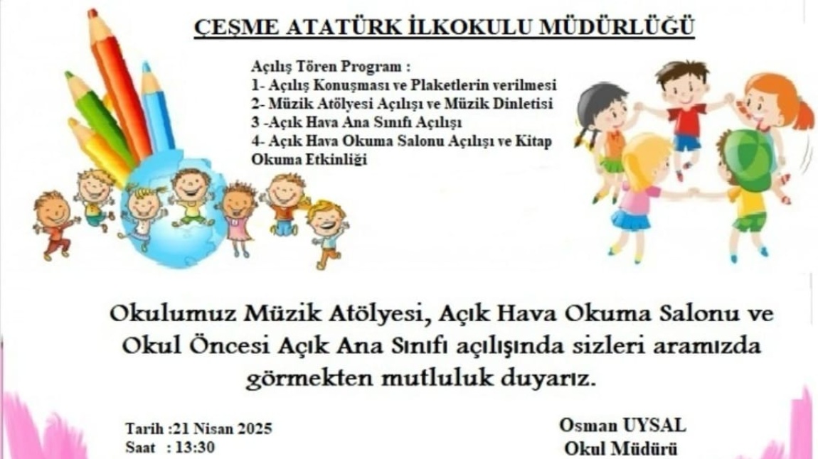 21 NİSAN'DA OKULUMUZDA AÇILIŞLAR VAR!